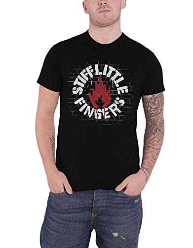 Stiff Little Fingers T Shirt Wall Band Logo Nue offiziell Herren Schwarz XL von Rocks-off