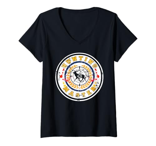 Damen Hunting Master Humor für erfahrene Wildverfolger T-Shirt mit V-Ausschnitt von Stil für Elite-Jagdprofis und Schützen