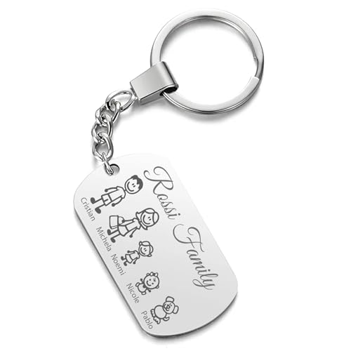 Stileitaliano Personalisierter Schlüsselanhänger für Family, personalisierbar mit Charakteren, Familiennamen, für Familien, Geschenkidee (Silber) Stileitaliano Personalisierter Schlüsselanhänger für Family, personalisierbar mit Charakteren, Familiennamen, für Familien, Geschenkidee (Silber) von Stileitaliano