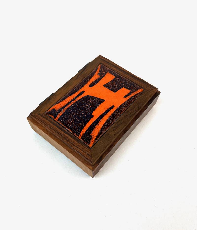 Mid Century Jewelry Box Teak & Enamel Danish Modern Mcm Decor Eames Age von StilelementeGALLERY