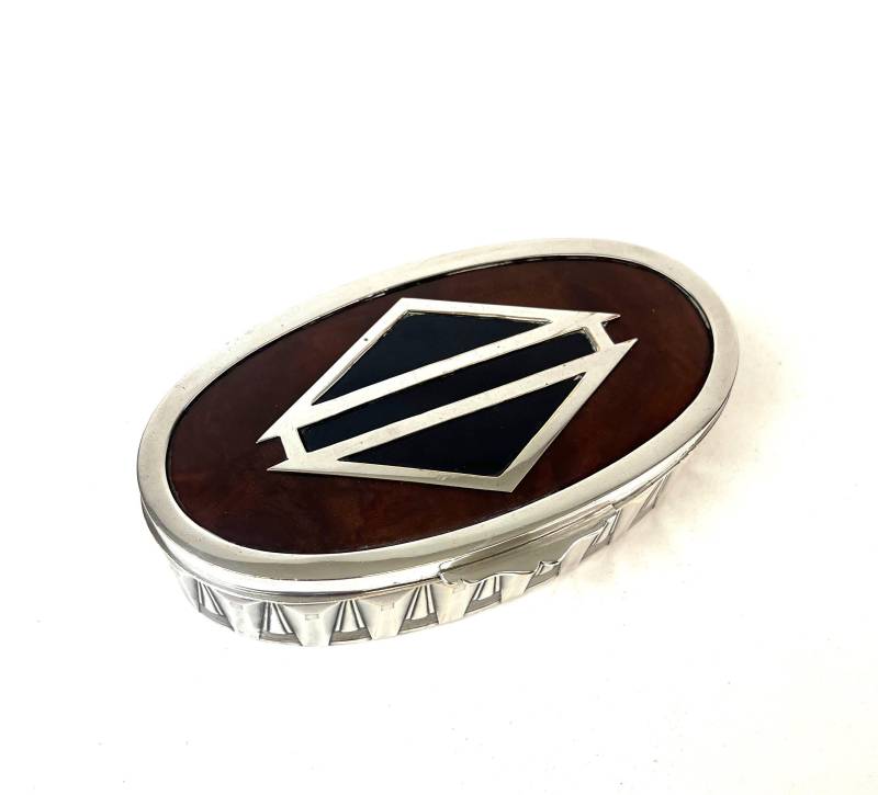 Rare Avantgarde Art Deco Bauhaus Silver Plate Jewelry Box France 1930 von StilelementeGALLERY