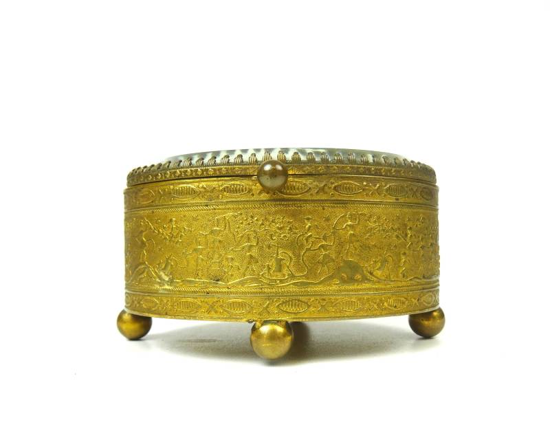 Rare Beautiful Antique Art Nouveau Fire Gilded Jewelry Box Napoleon Iii von StilelementeGALLERY