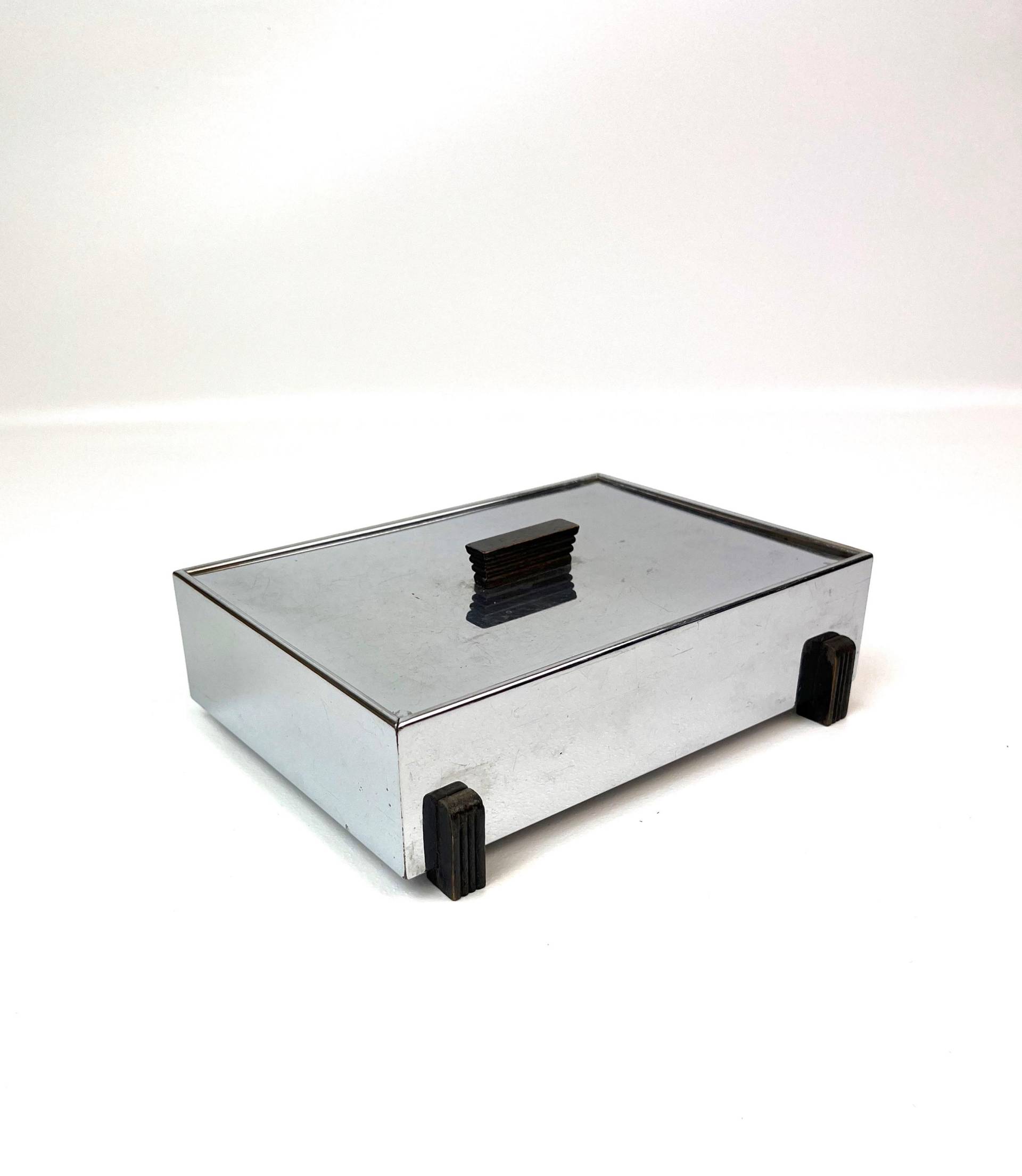 Rare Large Cubist Bauhaus Art Deco Chrome Jewelry Box Germany 1925 von StilelementeGALLERY