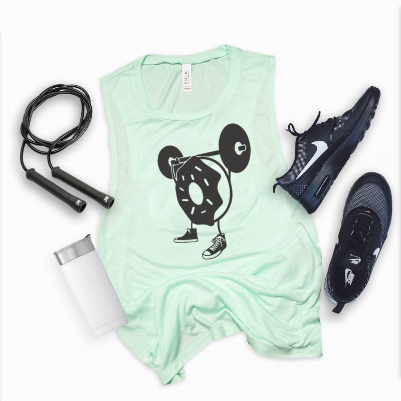 Lustiges Workout-Shirt | Gewichtheben Donut Gym Shirt Frauen Workout Tank Fitness-Shirt Gym-Shirt Gewichtheber Muskelpanzer Geschenk von StilesTeeCo