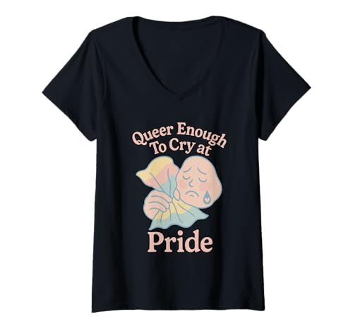 Damen Queer Tired LGBTQ Humor Burnout Pride Pastell Protest Rage T-Shirt mit V-Ausschnitt Damen Queer Tired LGBTQ Humor Burnout Pride Pastell Protest Rage T-Shirt mit V-Ausschnitt von Still Here Identity Rainbow Tiredness Queer Soft