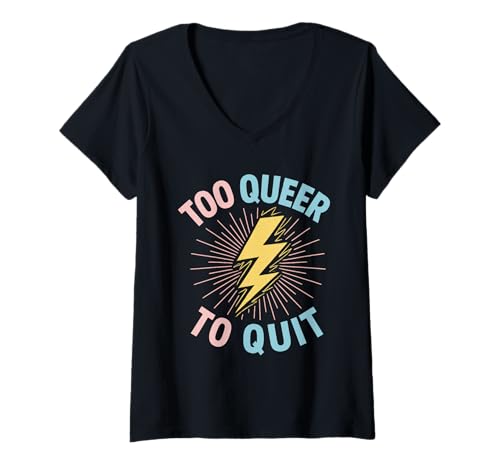 Damen Queer Tired LGBTQ Humor Burnout Pride Pastell Protest Rage T-Shirt mit V-Ausschnitt Damen Queer Tired LGBTQ Humor Burnout Pride Pastell Protest Rage T-Shirt mit V-Ausschnitt von Still Here Identity Rainbow Tiredness Queer Soft