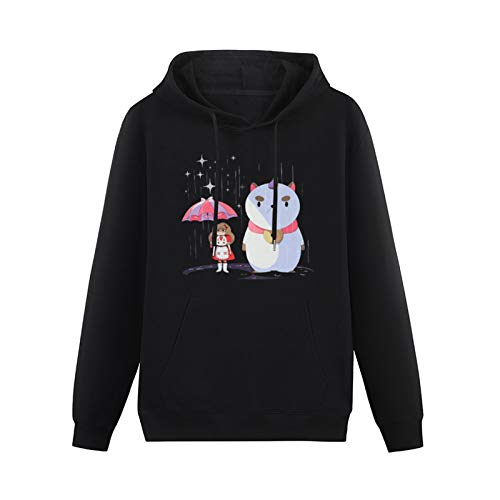 Men's Heavyweight Hooded Bee and Puppycat In The Rain Long Sleeve Sweatshirts Black XL von Stille