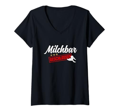 Damen Milchbar Geschlossen Abstillen Hilfe Stillen Gadgets Mama T-Shirt mit V-Ausschnitt Damen Milchbar Geschlossen Abstillen Hilfe Stillen Gadgets Mama T-Shirt mit V-Ausschnitt von Stillen Gadgets für Mama und Abstillen Hilfe