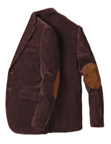 Stillluxury Blazer mit Ellenbogen-Patch, für Herren, einreihig, Kordsamt, lässiger Sportmantel, Revers, Hochzeit, Smoking, rotbraun, XXL Stillluxury Blazer mit Ellenbogen-Patch, für Herren, einreihig, Kordsamt, lässiger Sportmantel, Revers, Hochzeit, Smoking, rotbraun, XXL von Stillluxury