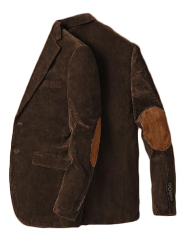 Stillluxury Blazer mit Ellenbogen-Patch, für Herren, einreihig, Kordsamt, lässiger Sportmantel, Revers, Hochzeit, Smoking, schokoladenbraun, XL Stillluxury Blazer mit Ellenbogen-Patch, für Herren, einreihig, Kordsamt, lässiger Sportmantel, Revers, Hochzeit, Smoking, schokoladenbraun, XL von Stillluxury