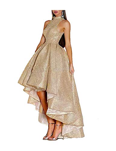 Stillluxury P223 Glitzernde Abschlussballkleider mit hohem Halsausschnitt Gr. 38, champagnerfarben von Stillluxury