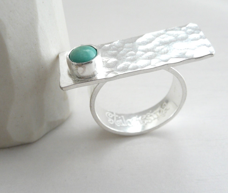 Türkisfarbene Meer Ring Moderne Sterlingsilber Und Türkis Türkisfarbene Meer Ring Moderne Sterlingsilber Und Türkis von Stilosissima