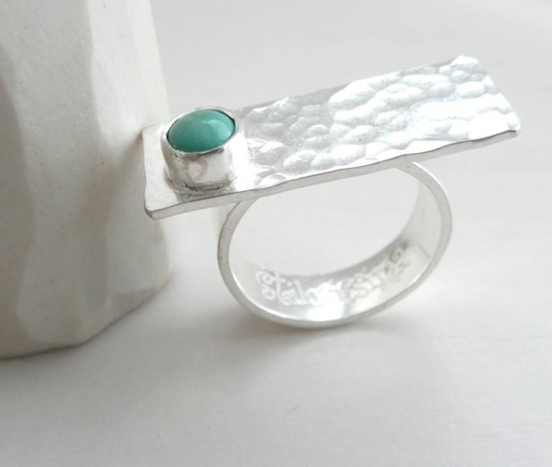 Türkisfarbene Meer Ring Moderne Sterlingsilber Und Türkis Türkisfarbene Meer Ring Moderne Sterlingsilber Und Türkis von Stilosissima