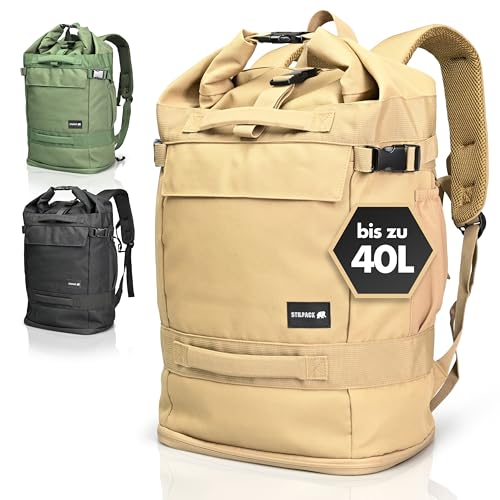 Stilpack NomadX | Rolltop Rucksack Herren & Damen 30–40L – Handgepäck & Kabinengepäck – Outdoor Tagesrucksack Wasserdicht – Reiserucksack Camping Wandern Sport Travel Laptop Backpack Rolltop rucksack von Stilpack