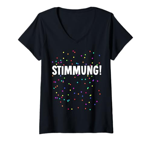 Damen Stimmung Konfetti Kostüm für Karneval Fasching Party T-Shirt mit V-Ausschnitt von Stimmung Konfetti Kostüm Karneval Fasching Shop