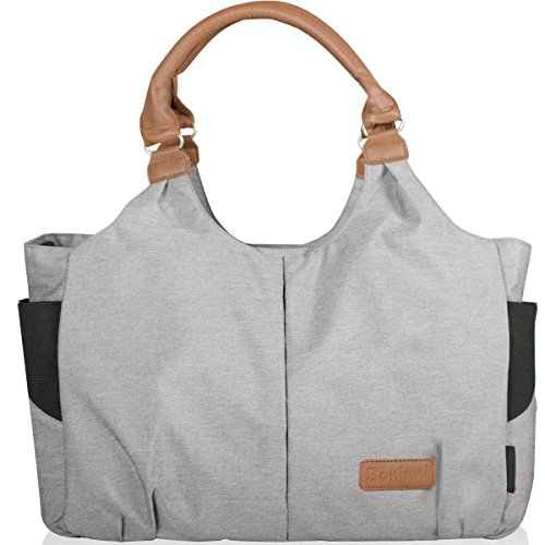 Stimo24 Wickeltasche (+ Wickelunterlage und isolierter Getränketasche) Baby Tasche mit Befestigung für Kinderwagen Buggy (HELLGRAU) von Stimo24