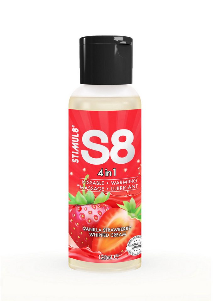 Stimul8 S8 Gleitgel 4-in-1 Dessert Erdbeer, Vanille Geschmack Lube Gleitmittel 125ml, STIMUL8 S8 Massage wärmend von Stimul8 S8