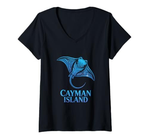 Damen Cayman Island Rochen T-Shirt mit V-Ausschnitt Damen Cayman Island Rochen T-Shirt mit V-Ausschnitt von Stingray Island Design