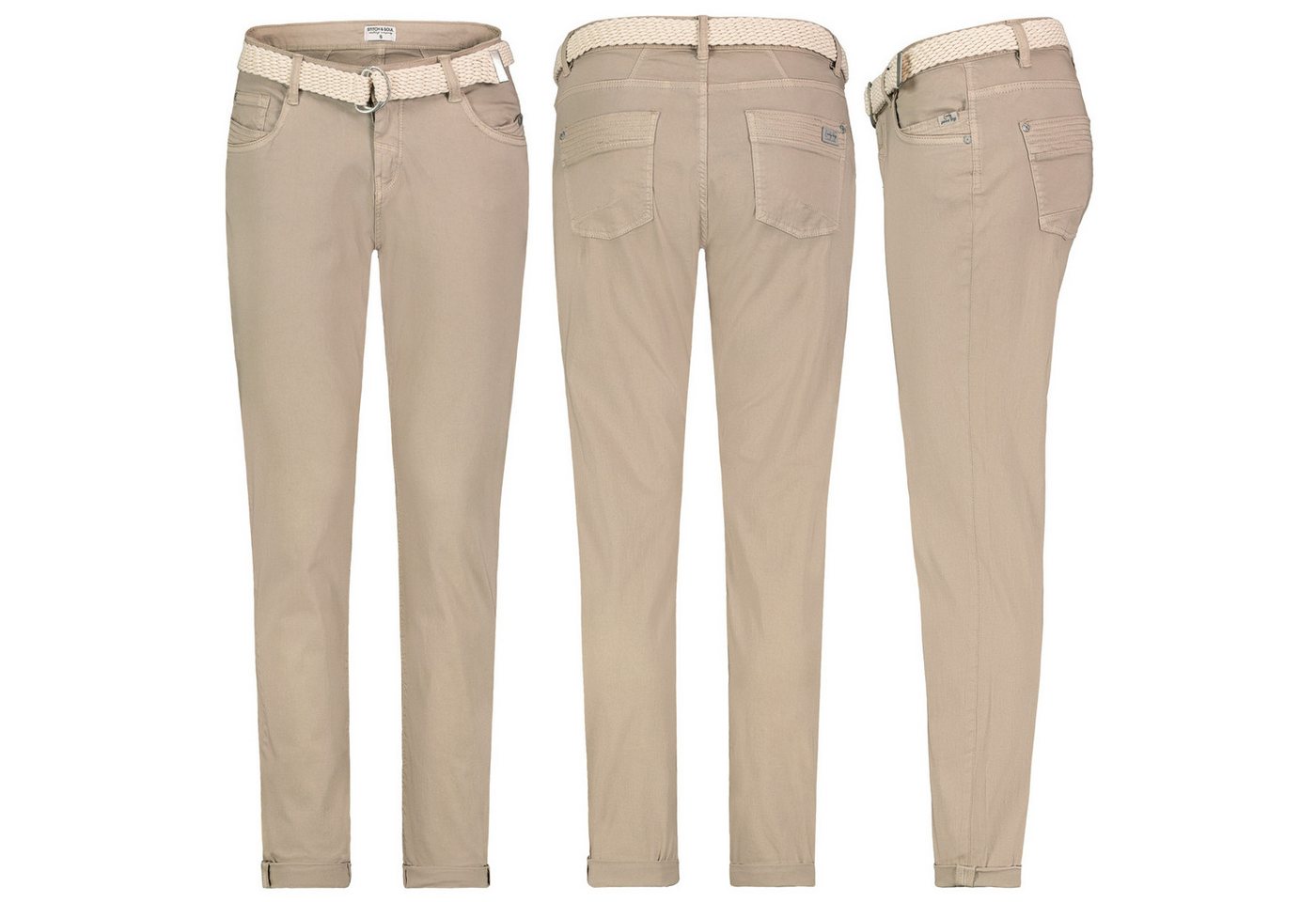 Stitch & Soul Chinos Damen Chino Hose Stoffhose inkl.Gürtel Businesshose Sommer Freizit von Stitch & Soul