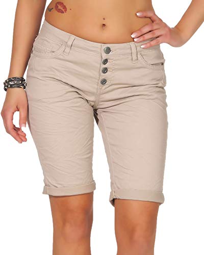 Stitch & Soul Damen Bermuda Shorts LSS-091 Kurze Sommerhose Dark beige S von Stitch & Soul