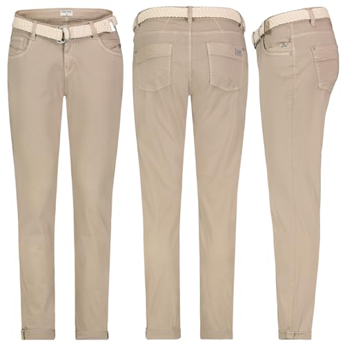 Stitch & Soul Damen Chino Hose Stoffhose inkl.Gürtel Businesshose Sommer Freizit, Hosengröße:XS / 34, Farbe:Beige von Stitch & Soul