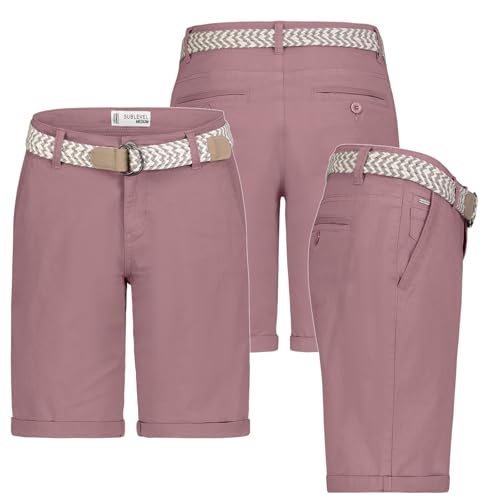 Damen Short Bermuda Kurze Hose Sommer Chino Stoff Hose mit Gürtel, Hosengröße:XL / 42, Farbe:ROSA-69ZA2 von Stitch & Soul