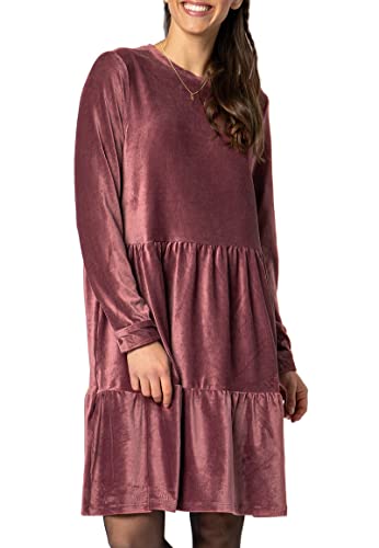 Stitch & Soul Damen Stufen-Kleid aus Cord mit Volants Dark-Rose S/M von Stitch & Soul