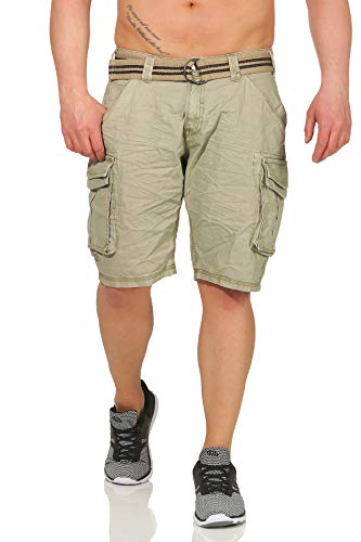 Stitch & Soul Herren Cargo Shorts mit Gürtel und Taschen beige 30 von Stitch & Soul