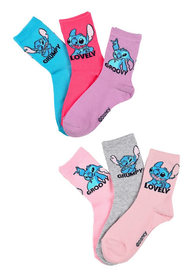 Stitch Socken Mädchen Socken 6er Pack – Bunte Baumwollsocken (6-Paar) von Stitch