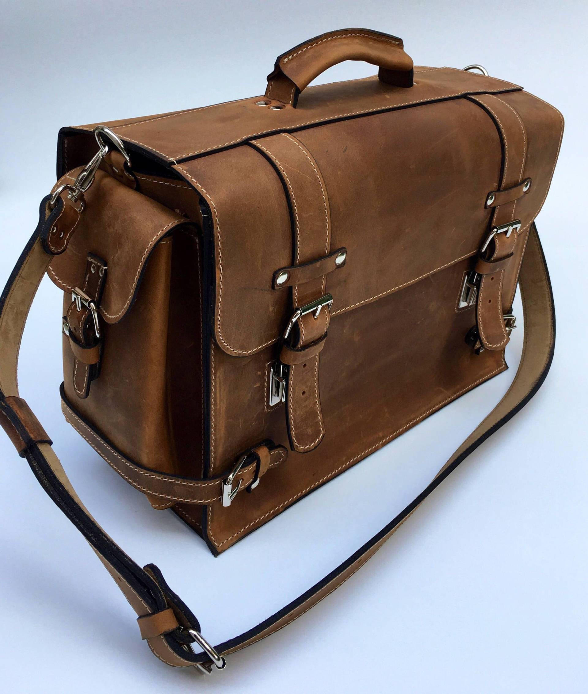 Handgefertigte Ledertasche, Aktentasche Ledertasche, Crazy Horse Ledertasche, Weekender Tasche, Reisen Geschenk Für Ihn von StitchDLeatherGoods