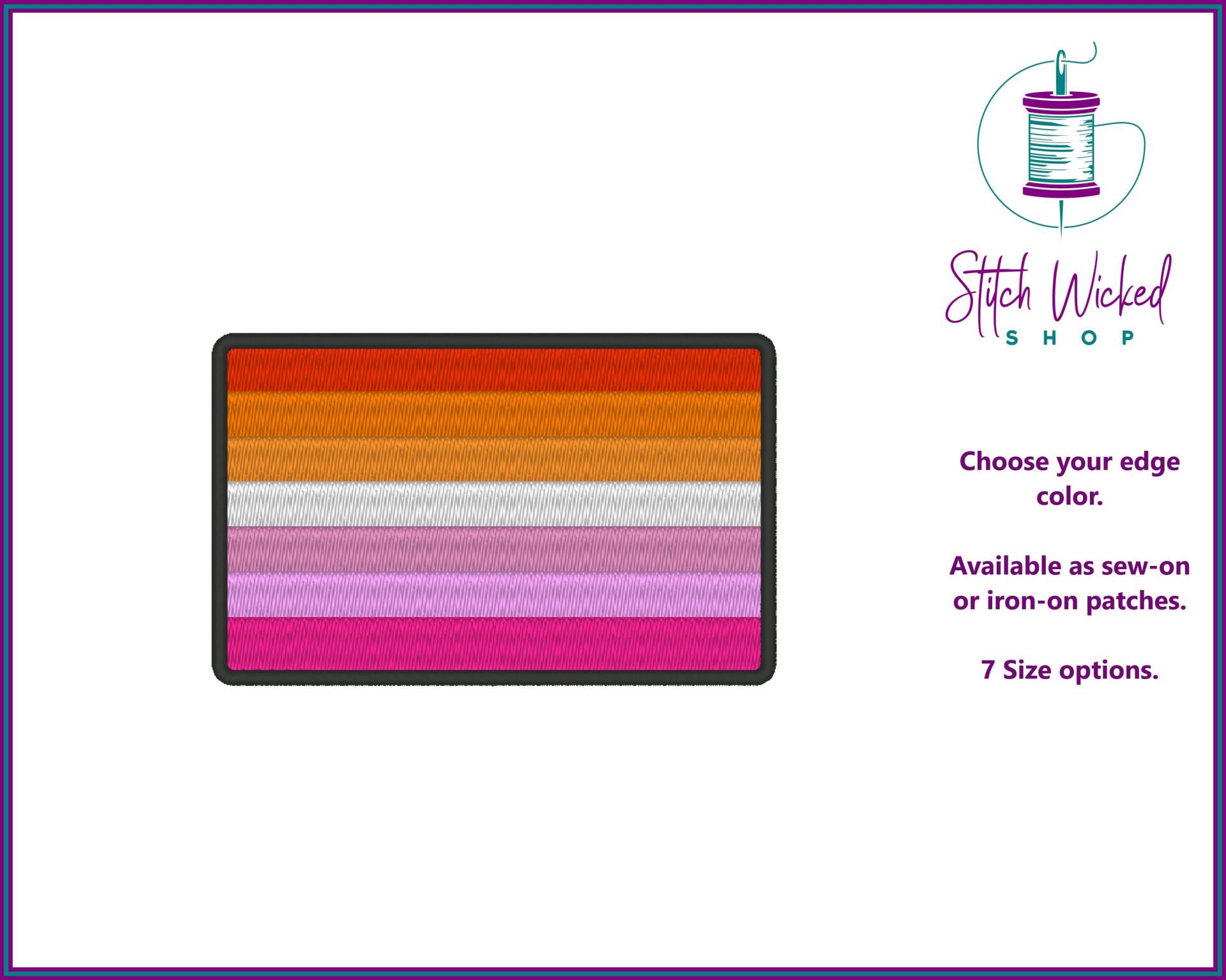 Lesbian Pride Flagge Bestickt Aufnäher, Lgbtq Gay Regenbogen Geschenk, Aufbügeln Oder Aufnähen, 7 Größen von StitchWickedShop