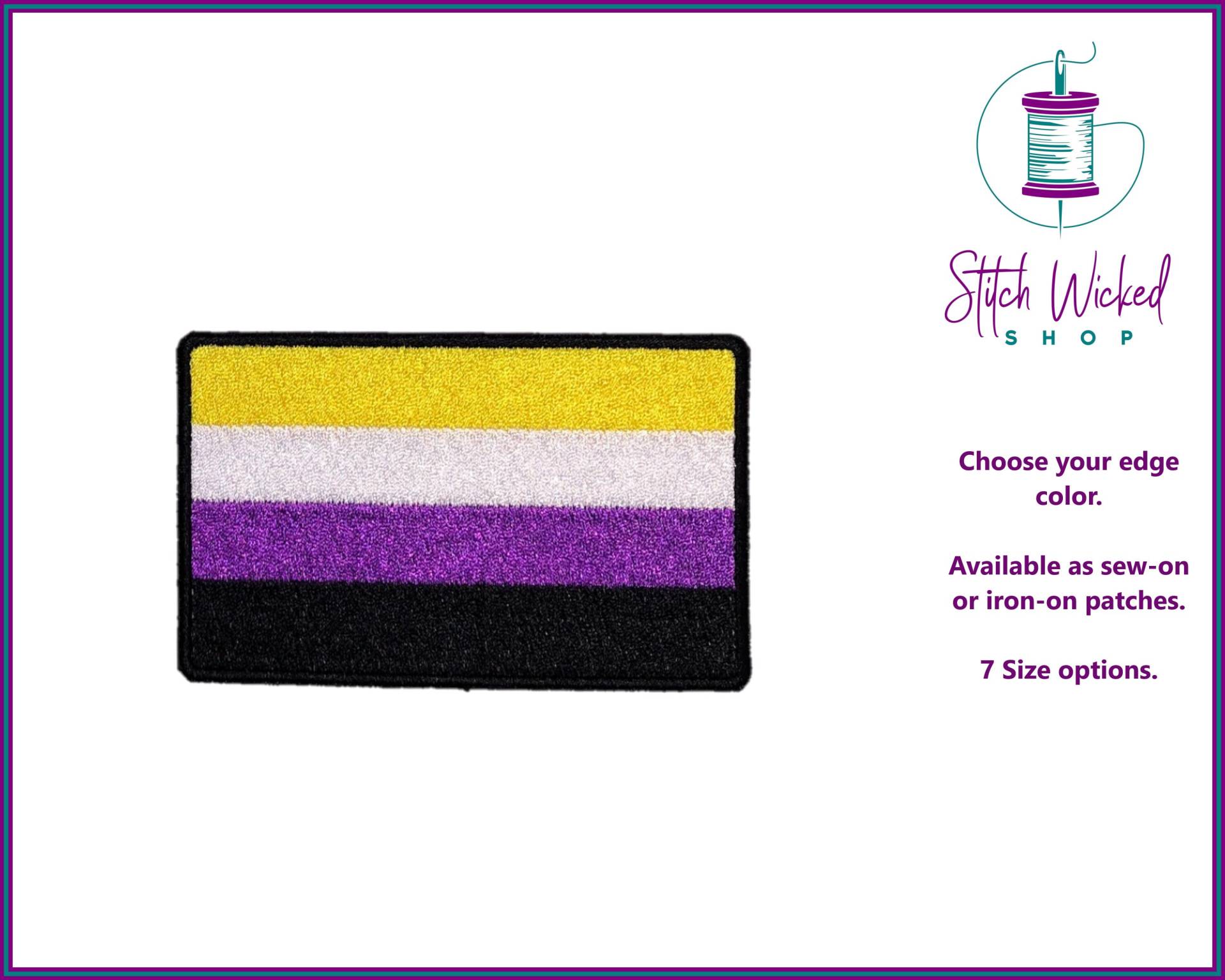 Nonbinary Pride Flagge Gestickt Aufnäher, Lgbtq Gay Regenbogen Geschenk, Aufbügeln Oder Aufnähen, 7 Größen von StitchWickedShop