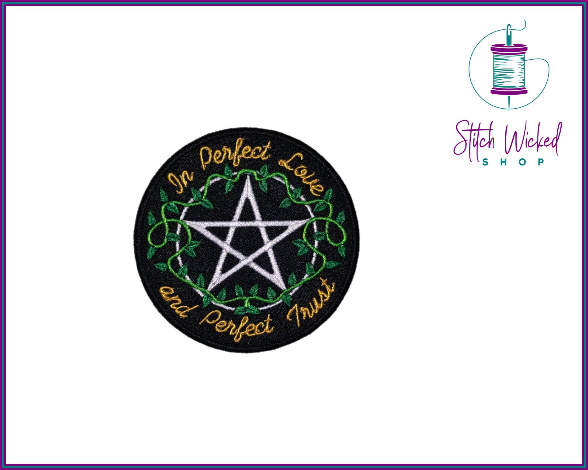 Pentagramm Stern Gestickter Aufnäher, Perfect Love Patch, Trust Wiccan Rede Hexe Wicca Geschenke von StitchWickedShop