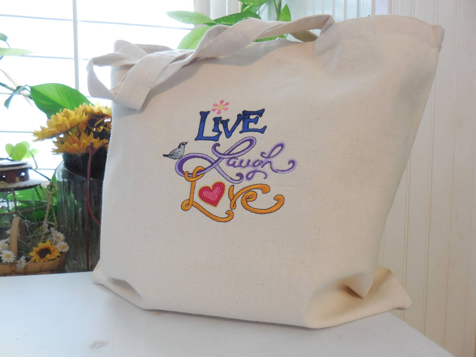 Lebe, Lache, Liebe Einkaufstasche von StitchWizard2016