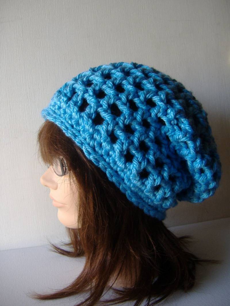 Handgemachte Aqua Blaue Häkelmütze Slouch - Wollmischung Wintermütze Handgemachte Aqua Blaue Häkelmütze Slouch - Wollmischung Wintermütze von StitchedByKimmie
