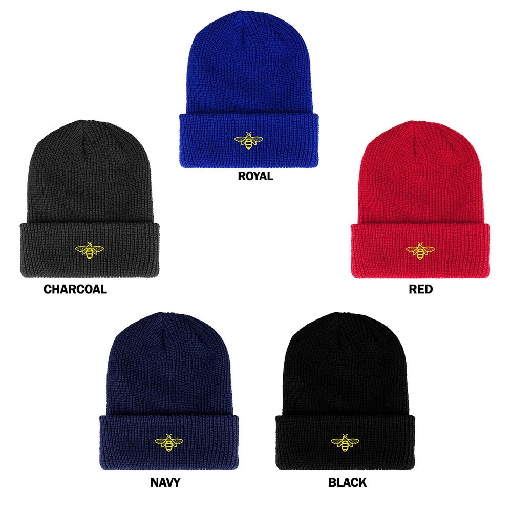 Stitchfy Bee Embroidered Gerippte Strickmütze | Sf-Log126-Flx-1545K von Stitchfy
