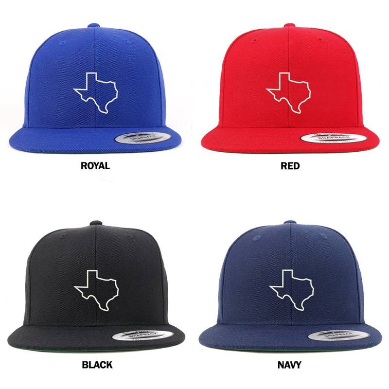 Stitchfy Texas State Umriss Bestickt Flat Bill Snapback Baseball Cap | Sf-Log016-Flx-6089M von Stitchfy