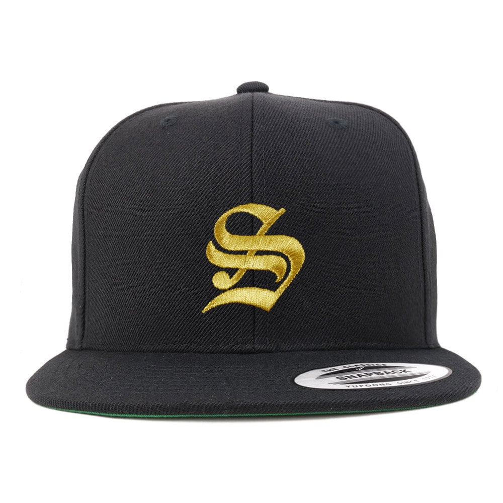 stitchfy Alt Englisch Gold S Bestickt Flatbill Snapback Cap | Sf-Txt019-G-Flx-6089M von Stitchfy