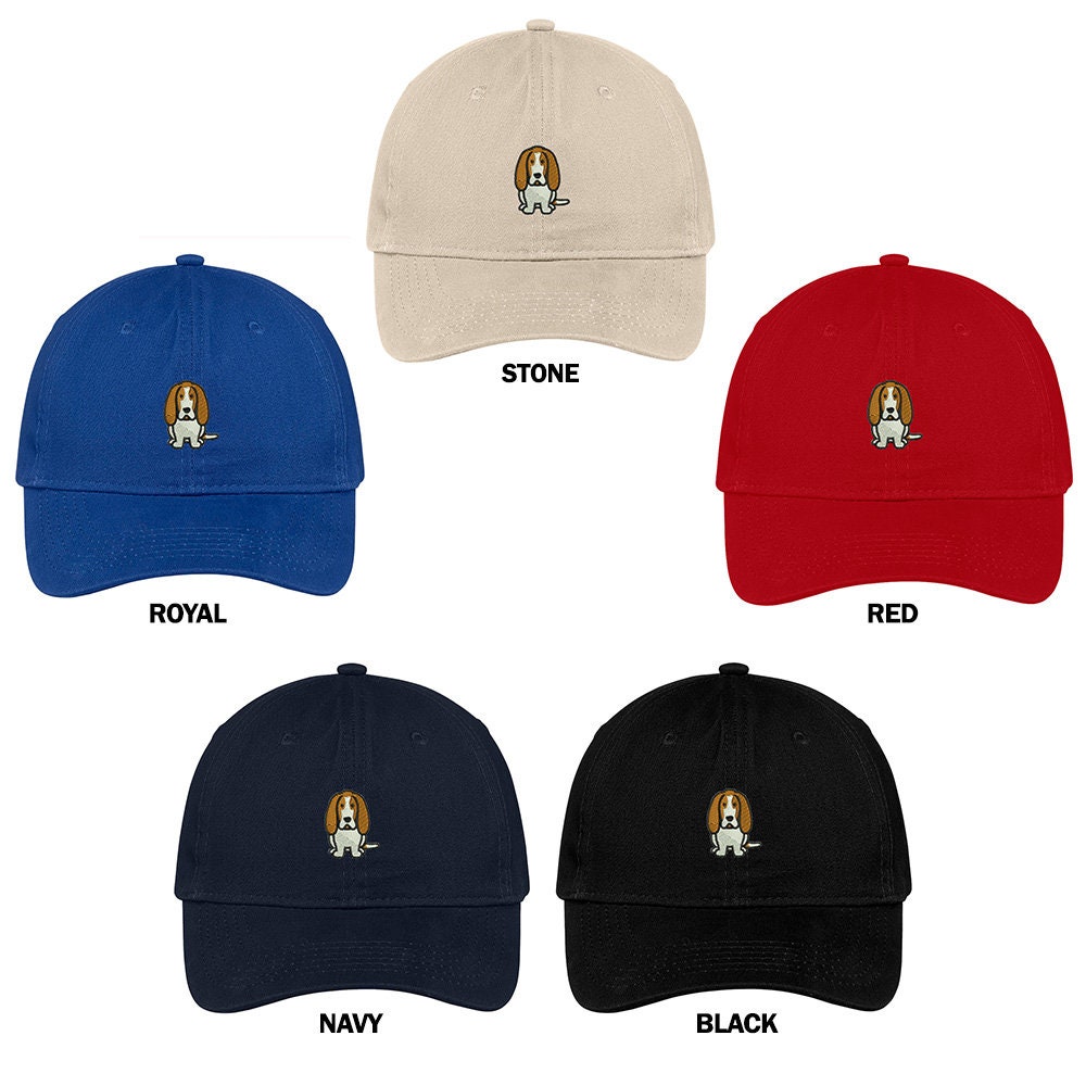 stitchfy Basset Hound Hund Rasse Bestickt Weiche Baumwolle Low Profile Dad Hut Baseball Cap von Stitchfy