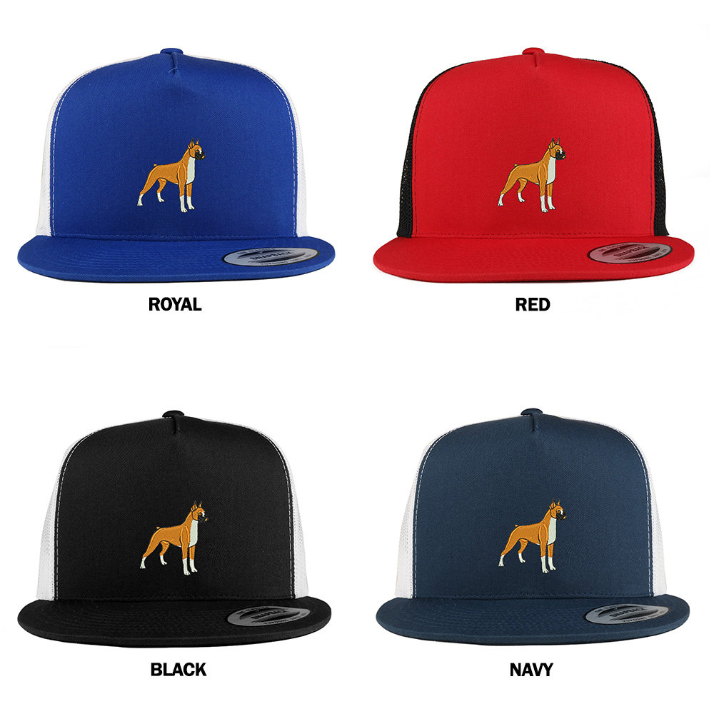 stitchfy Boxer Bestickte 5 Panel Flat Bill 2-Ton Trucker Mesh Cap | Sf-Log052-Flx-6006T von Stitchfy