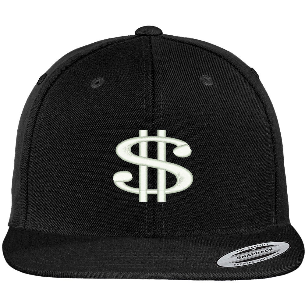 stitchfy Dollar-Zeichen Bestickte Flat Snapback Cap | Sf-Txt113-Flx-6089M von Stitchfy