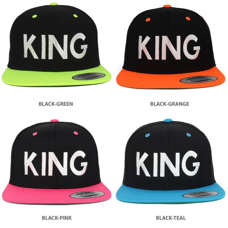 stitchfy King Bestickte Premium 2-Ton Flat Bill Snapback Cap von Stitchfy
