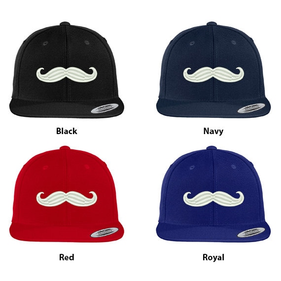 stitchfy Moustache Bestickte Flat Bill Snapback Cap | Sf-Log029-Flx-6089M von Stitchfy