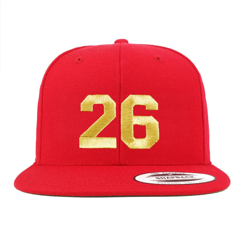 stitchfy Number 26 Goldfaden Bestickt Flat Bill Snapback Cap | Sf-Txt231-G-Flx-6089M von Stitchfy