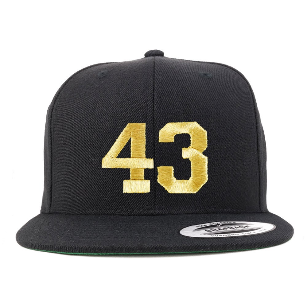 stitchfy Number 43 Goldfaden Bestickt Flat Bill Snapback Cap | Sf-Txt248-G-Flx-6089M von Stitchfy