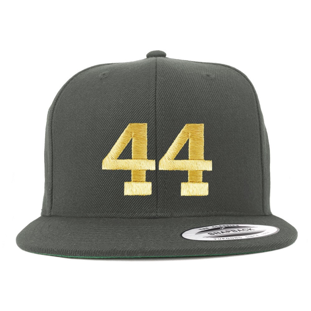 stitchfy Number 44 Goldfaden Bestickt Flat Bill Snapback Cap | Sf-Txt249-G-Flx-6089M von Stitchfy