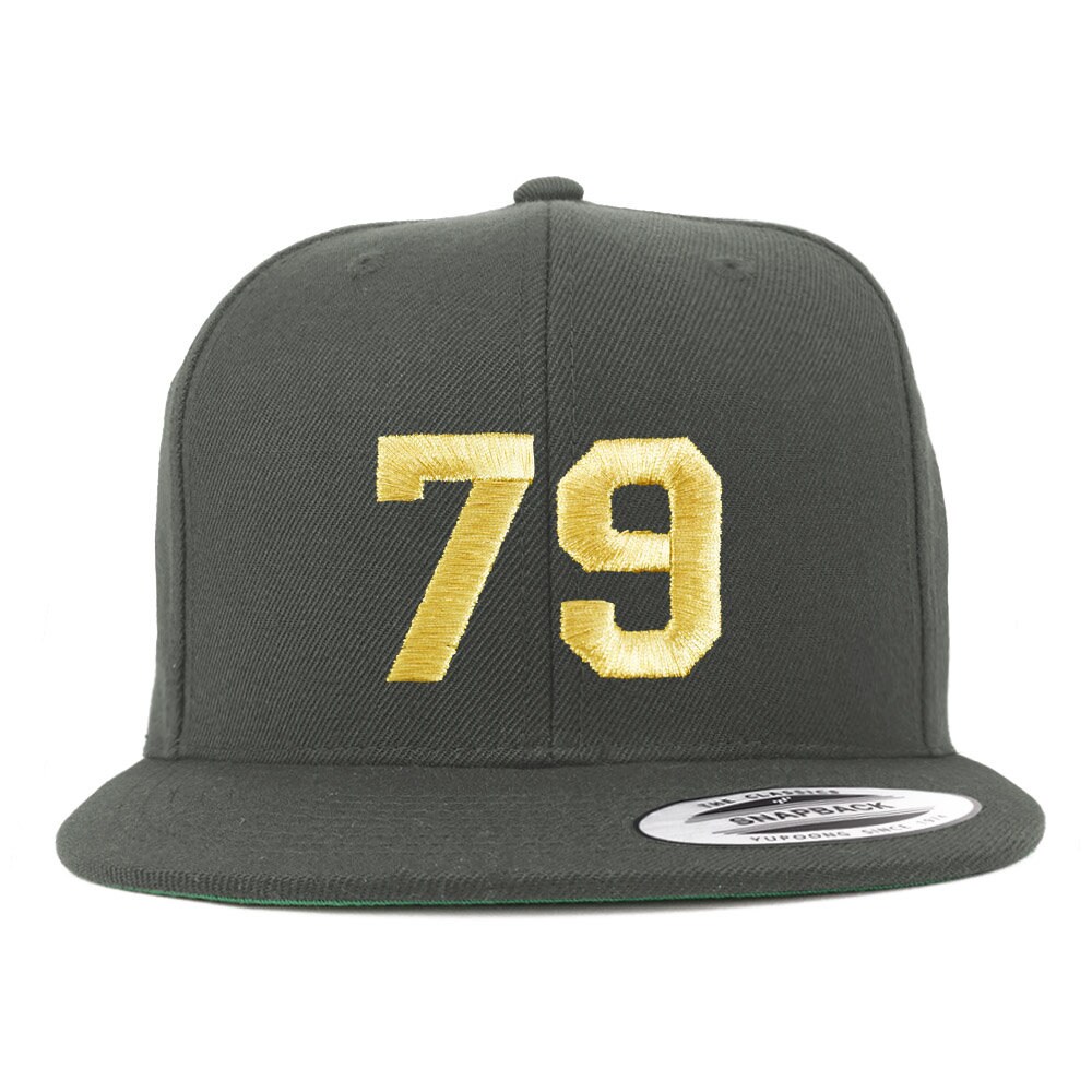 stitchfy Number 79 Goldfaden Bestickt Flach Bill Snapback Cap | Sf-Txt284-G-Flx-6089M von Stitchfy