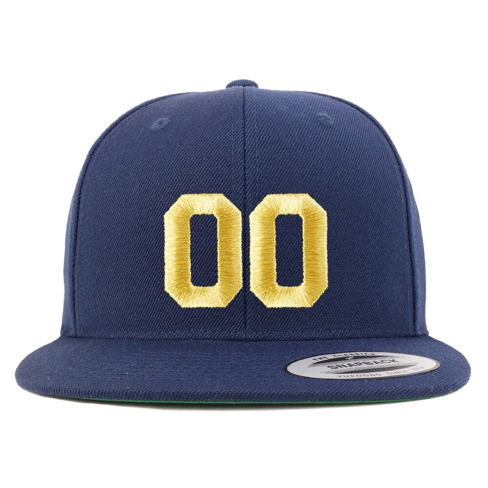 stitchfy Nummer 00 Goldfaden Bestickte Flat Bill Snapback Cap | Sf-Txt204-G-Flx-6089M von Stitchfy