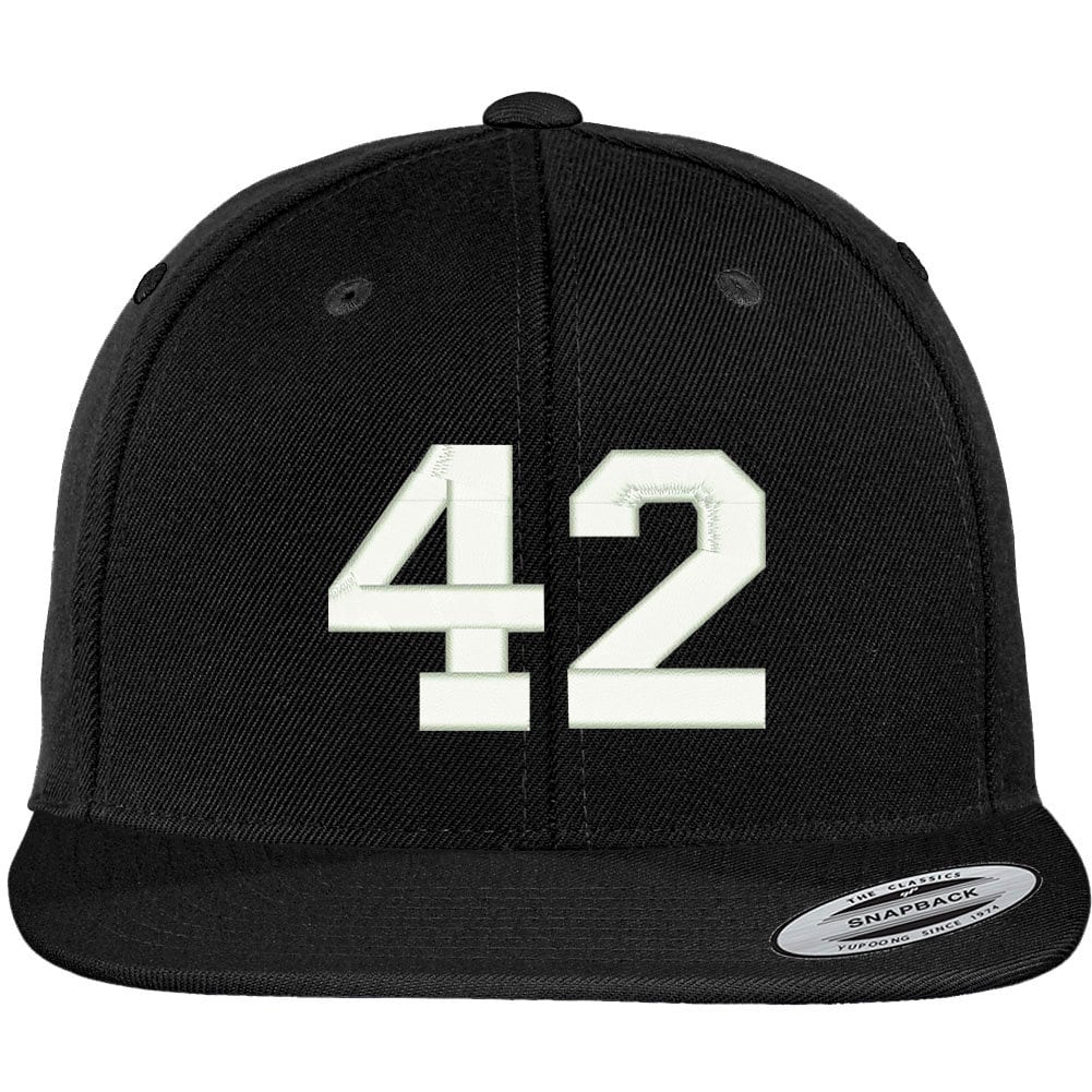 stitchfy Nummer 42 Collegiate Varsity Schriftart Bestickt Flache Bill Snapback Cap von Stitchfy