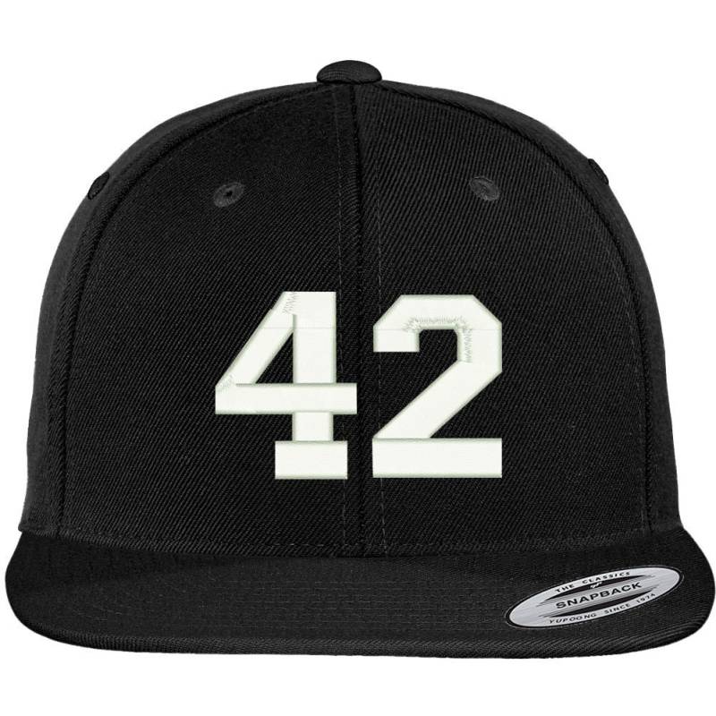 stitchfy Nummer 42 Collegiate Varsity Schriftart Bestickt Flache Bill Snapback Cap von Stitchfy